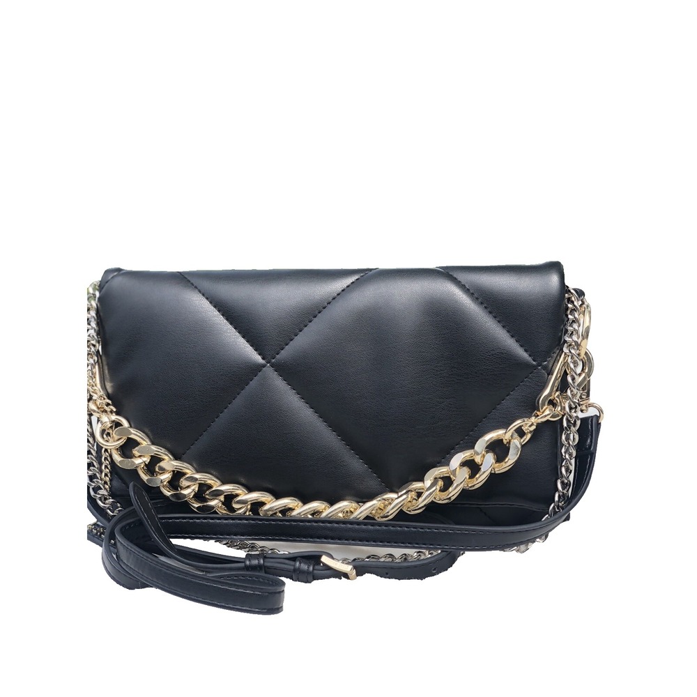Steve Madden Black Crossbody quilted Bag Gold Hardware B000158